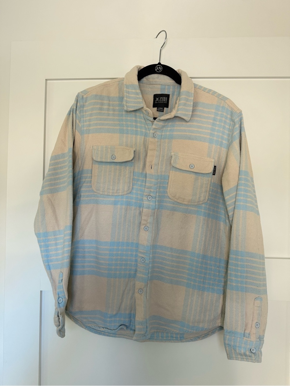 Pure Lure Light Blue & Cream Plaid Button-Down Shirt